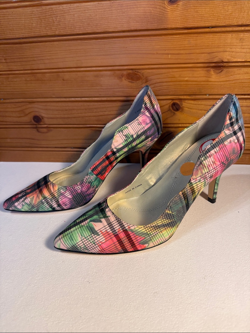 Tahari Pointed-Toe Floral Plaid Pumps - Multi Color candela